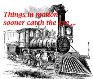 A locomotive as a representation of a Shakespeare Quote on visibility