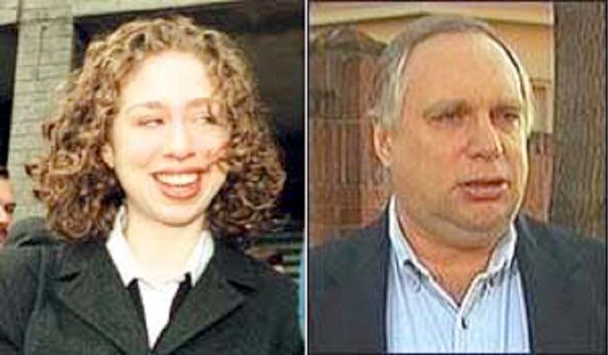 Image of Chelsea Clinton and Web Hubbell, who some claim is her real father