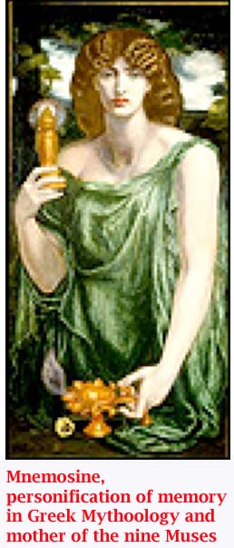 Mnemosyne, mythological personification of memory and mother of the nine muses