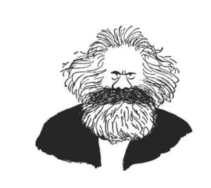 A cartoon of Karl Marx for the blog titled Was Marx a Marxist?